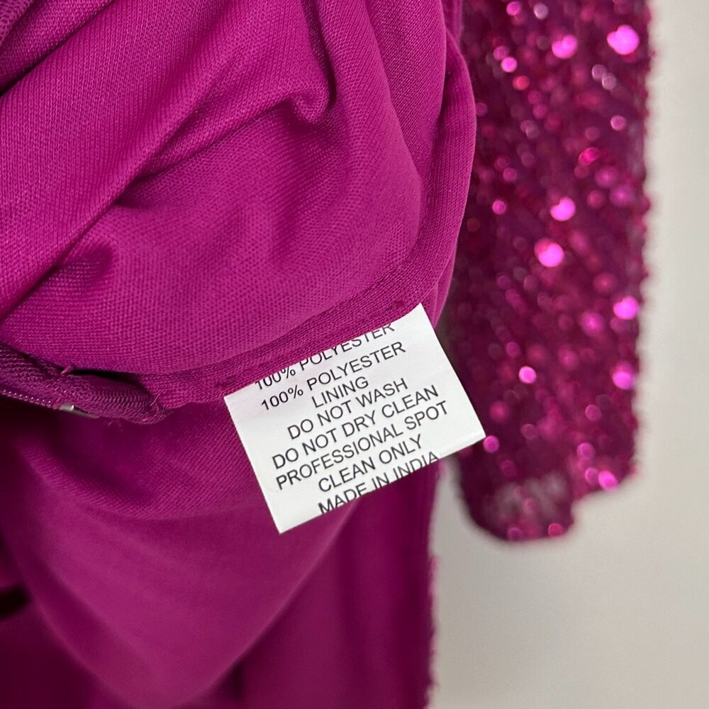 MAC DUGGAL Beaded One Sleeve Dress in Fuchsia Size US 6 - Picture 8 of 11